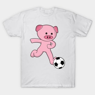 Pig as Soccer player with Soccer ball T-Shirt